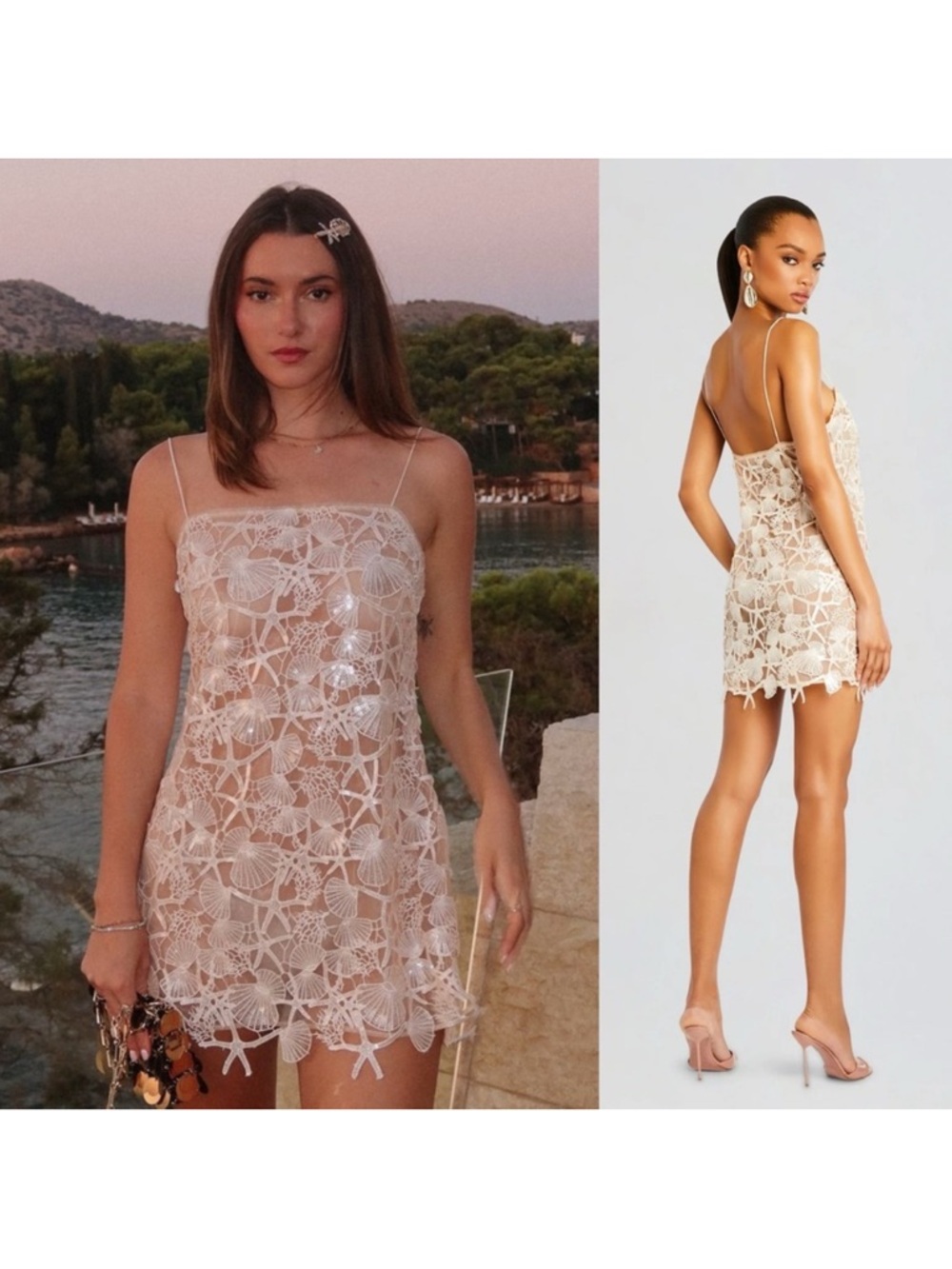 Retrofete White Lace Sea Shell Mini Dress - Picture 2 of 9